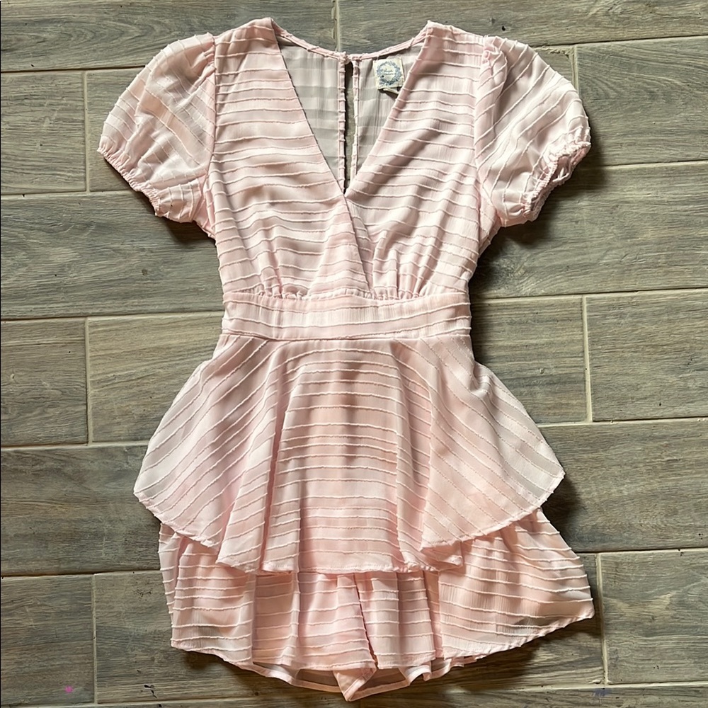 Pink Striped Peplum Dress